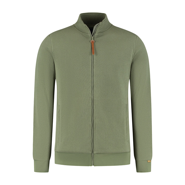 Kevin Men - Outdoor cardigan - Fleece lining - Green F