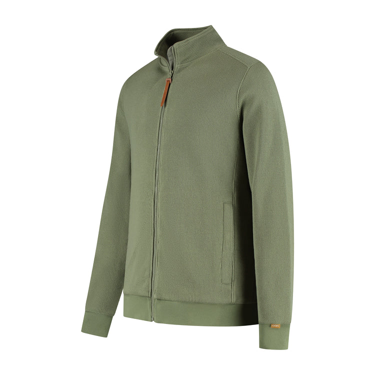 Kevin Men - Outdoor cardigan - Fleece lining - Green FL