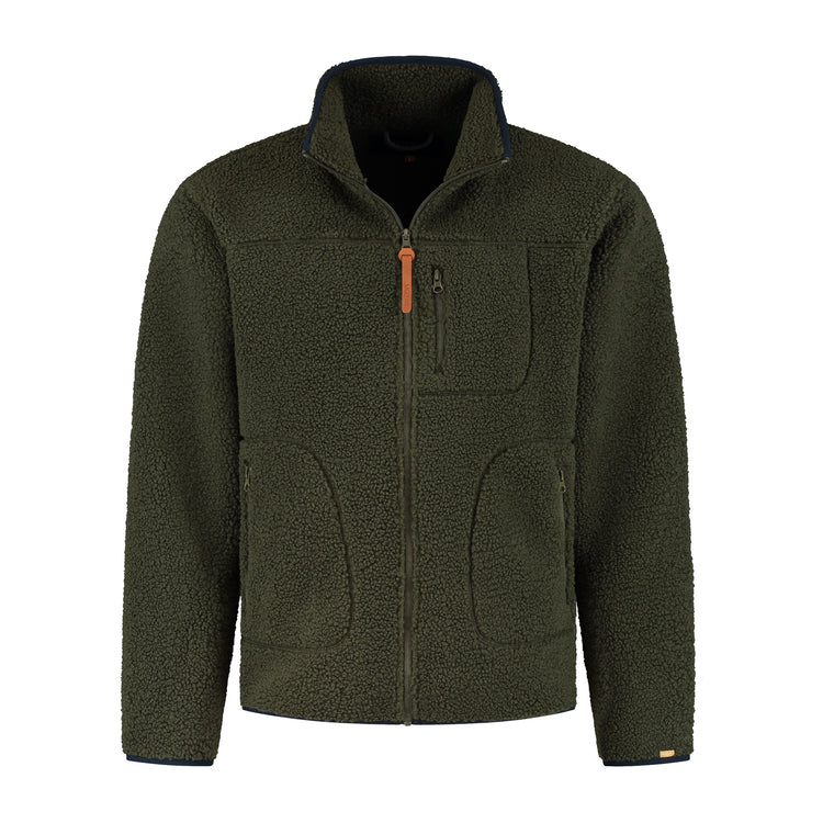 Ted Men - Outdoor cardigan - Teddy fleece - Dark green F