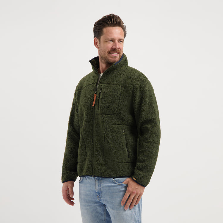 Ted Men - Outdoor cardigan - Teddy fleece - Dark green MV