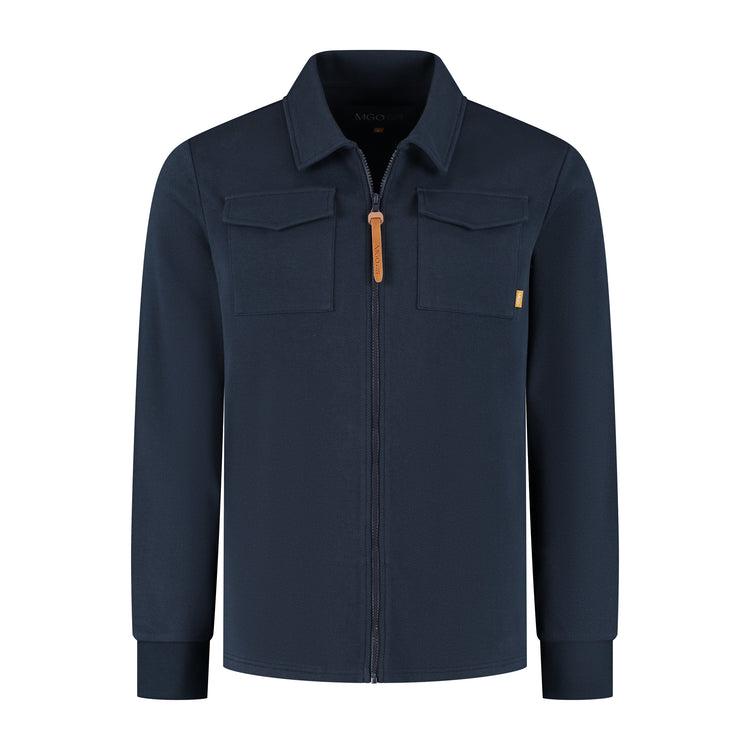 Penn Men - Outdoor cardigan - Fleece lining - Navy F