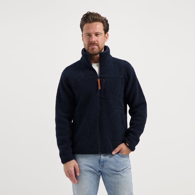 Ted Men - Outdoor cardigan - Teddy fleece - Navy MV