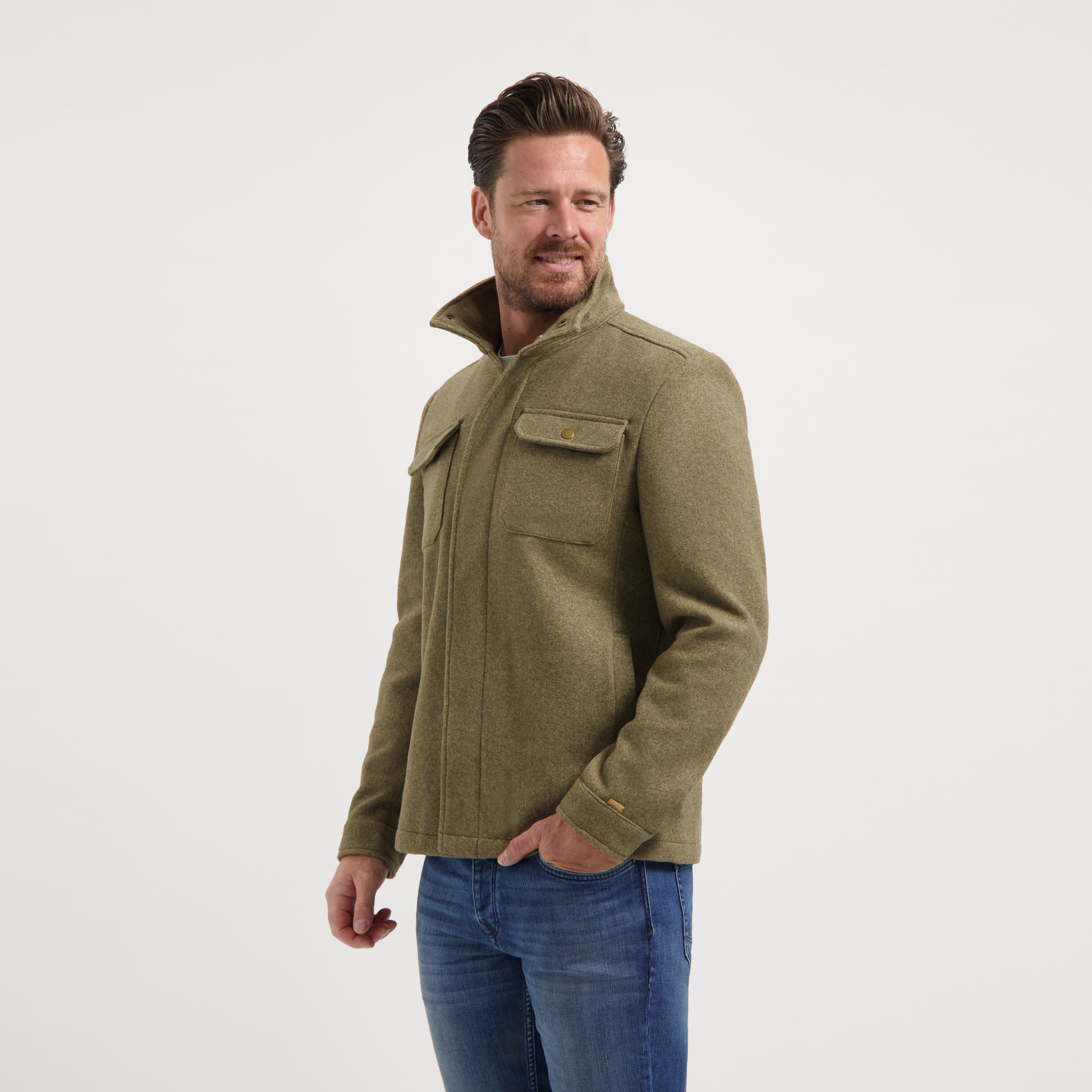 Cedric Men - Lightweight jacket - Padded - Wool look - Green MV