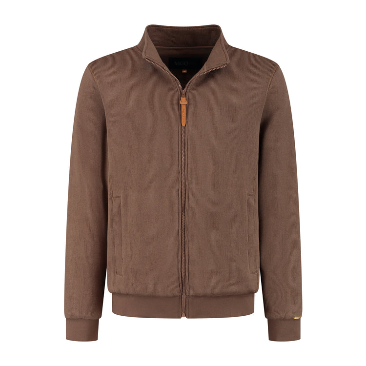 Kane Men - Outdoor cardigan - Fleece - Brown F