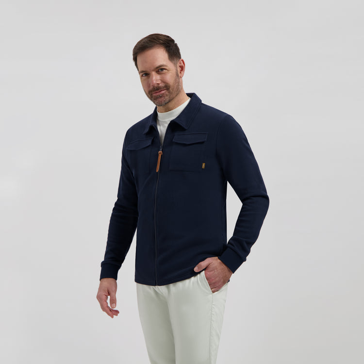 Penn Men - Outdoor cardigan - Fleece lining - Navy MV