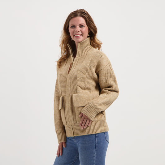 Tamar Women - Cardigan - Coarse knit - Sand MV