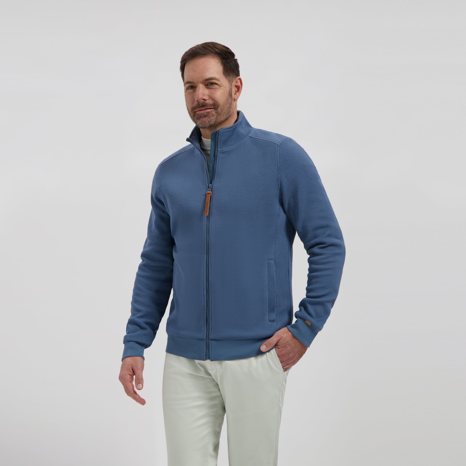Kevin Men - Outdoor cardigan - Fleece lining - Blue MV